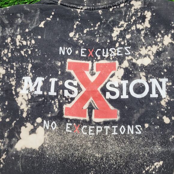Vintage 90s Mission X Statement Shirt XL 23x27 Bleached Black Fire Flames - Picture 6 of 14
